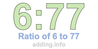Ratio of 6 to 77 Ratio of 6 to 77