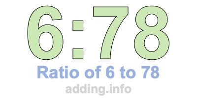 Ratio of 6 to 78 Ratio of 6 to 78