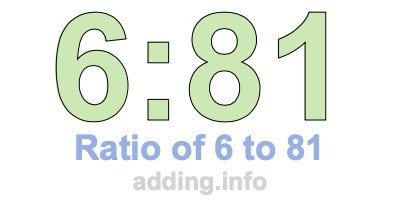 Ratio of 6 to 81 Ratio of 6 to 81