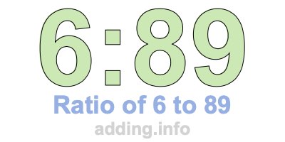 Ratio of 6 to 89