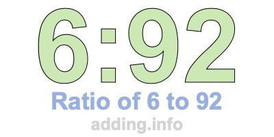 Ratio of 6 to 92 Ratio of 6 to 92