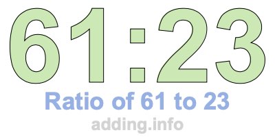 Ratio of 61 to 23 Ratio of 61 to 23