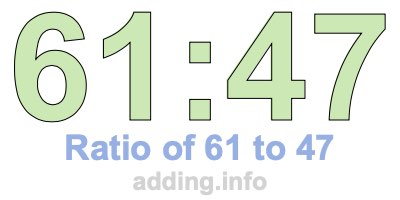 Ratio of 61 to 47 Ratio of 61 to 47