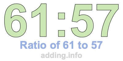 Ratio of 61 to 57 Ratio of 61 to 57