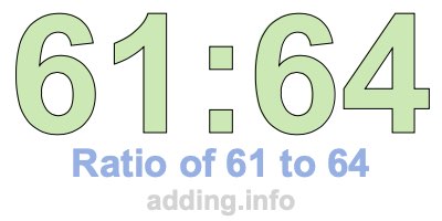 Ratio of 61 to 64