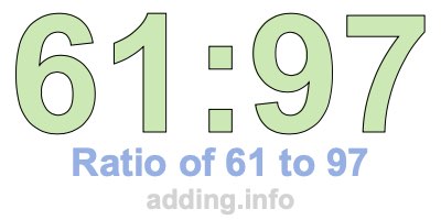 Ratio of 61 to 97 Ratio of 61 to 97