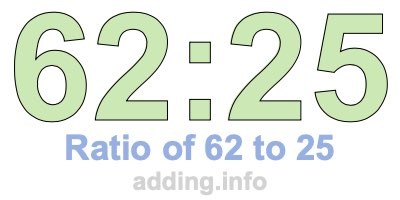 Ratio of 62 to 25 Ratio of 62 to 25