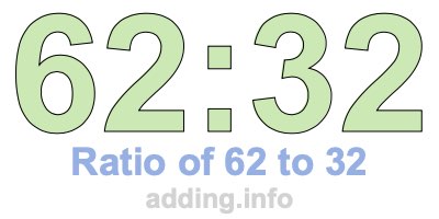 Ratio of 62 to 32
