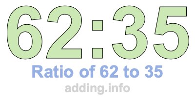 Ratio of 62 to 35