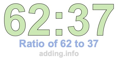 Ratio of 62 to 37