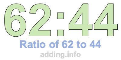 Ratio of 62 to 44 Ratio of 62 to 44