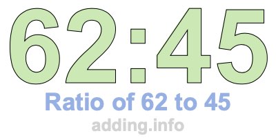 Ratio of 62 to 45 Ratio of 62 to 45
