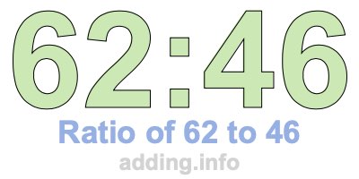 Ratio of 62 to 46 Ratio of 62 to 46