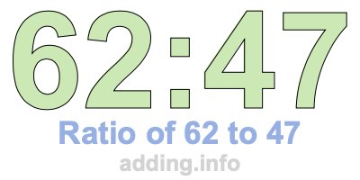 Ratio of 62 to 47 Ratio of 62 to 47