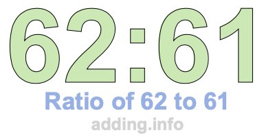 Ratio of 62 to 61 Ratio of 62 to 61