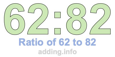 Ratio of 62 to 82 Ratio of 62 to 82