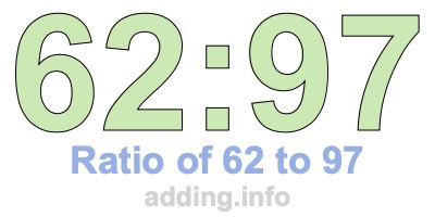 Ratio of 62 to 97 Ratio of 62 to 97