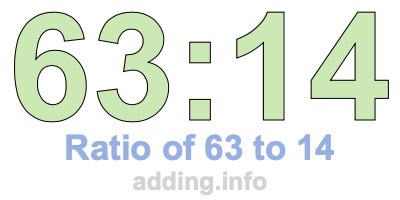 Ratio of 63 to 14 Ratio of 63 to 14