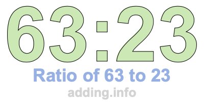 Ratio of 63 to 23 Ratio of 63 to 23