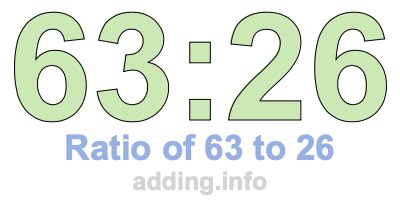 Ratio of 63 to 26 Ratio of 63 to 26