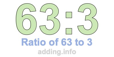 Ratio of 63 to 3 Ratio of 63 to 3