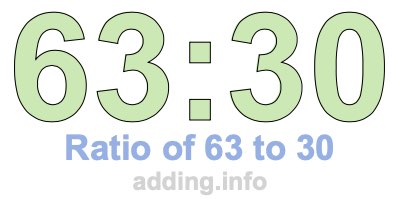 Ratio of 63 to 30 Ratio of 63 to 30