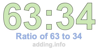 Ratio of 63 to 34 Ratio of 63 to 34