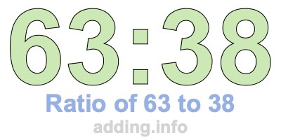 Ratio of 63 to 38 Ratio of 63 to 38