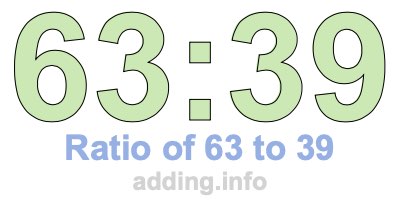 Ratio of 63 to 39