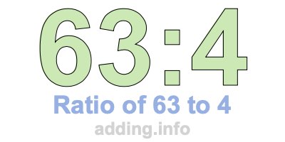 Ratio of 63 to 4 Ratio of 63 to 4