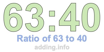 Ratio of 63 to 40 Ratio of 63 to 40