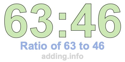 Ratio of 63 to 46 Ratio of 63 to 46