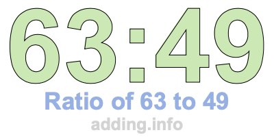 Ratio of 63 to 49