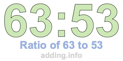 Ratio of 63 to 53 Ratio of 63 to 53