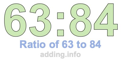 Ratio of 63 to 84