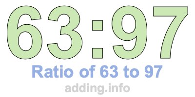 Ratio of 63 to 97 Ratio of 63 to 97