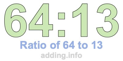 Ratio of 64 to 13 Ratio of 64 to 13