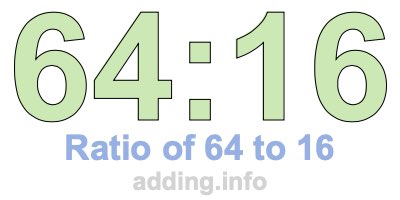 Ratio of 64 to 16 Ratio of 64 to 16