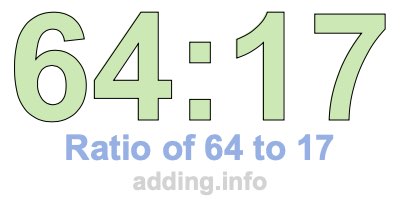 Ratio of 64 to 17