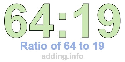 Ratio of 64 to 19 Ratio of 64 to 19
