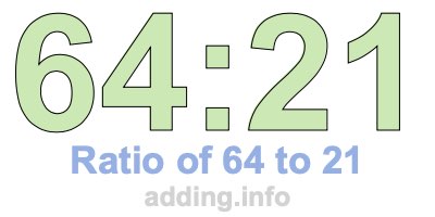 Ratio of 64 to 21 Ratio of 64 to 21
