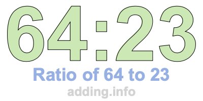 Ratio of 64 to 23 Ratio of 64 to 23