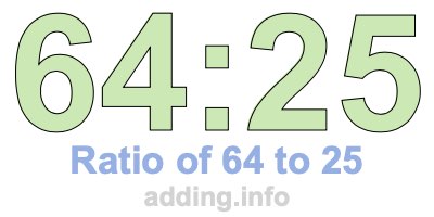 Ratio of 64 to 25