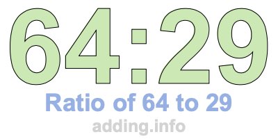 Ratio of 64 to 29 Ratio of 64 to 29