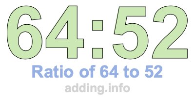 Ratio of 64 to 52 Ratio of 64 to 52