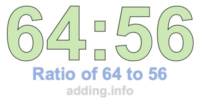 Ratio of 64 to 56 Ratio of 64 to 56