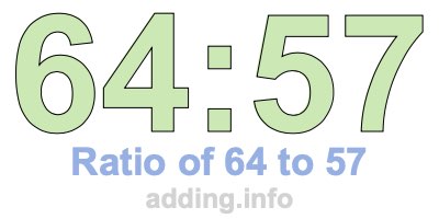 Ratio of 64 to 57