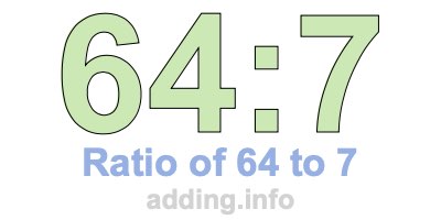 Ratio of 64 to 7 Ratio of 64 to 7