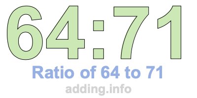 Ratio of 64 to 71 Ratio of 64 to 71