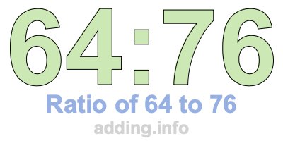 Ratio of 64 to 76